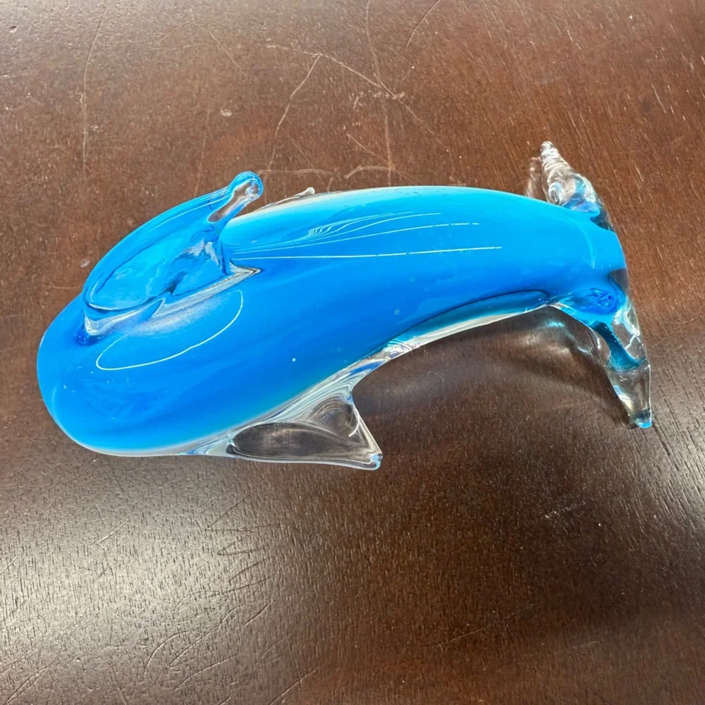 Blue‎ Glass Dolphin Figurine